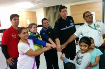 Rugby Police, Coventry and Warwickshire Ambulance Service presented with ancient Hindu symbol of protection.